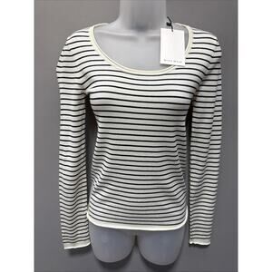 Miou Muse Long Sleeve Stripe Pattern Ribbed Knitted Top Size S New